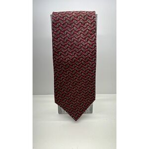 Stafford Executive Mens Silk Tie Burgundy Red Gold Geometric Infinity Loop‎ USA